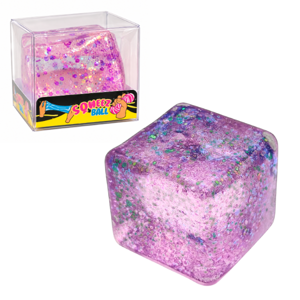 Антистресс-куб «Magic Glitter Ice Cube» с блестками, 5×5×5 см, фиолетовый