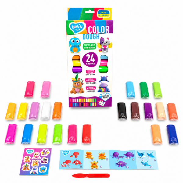 Тесто для лепки Play dough, 24 цвета х 15 г.