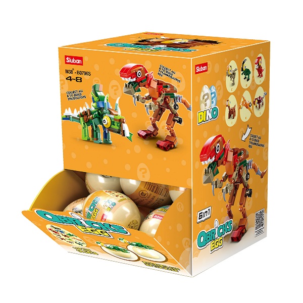 КОНСТРУКТОР QBRICKS — Egg Dino, 12 моделей, от 40 до 50 элем.