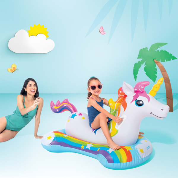 INTEX Надувной матрас-плот “Единорог” с ручками, 163х86 см, до 40 кг, 3+