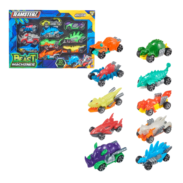 Набор из 10 машинок Teamsterz Beast Machines Die-Cast, в асс.