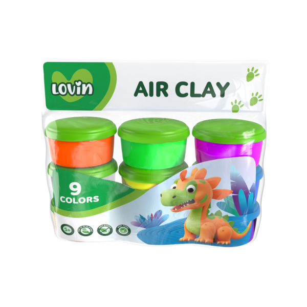 Воздушный пластилин Air clay в баночках, 9 цветов x 24 г, 2 модели