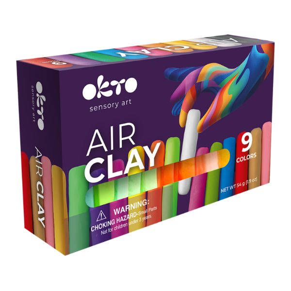 Набор для творчества из воздушного пластилина Air Clay OKTO, 9 шт. х 6 г.