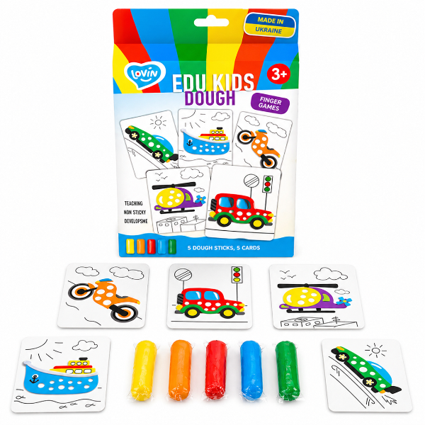 Развивающий набор с тестом для лепки Play dough «Транспорт», 5 цветов х 10 г.