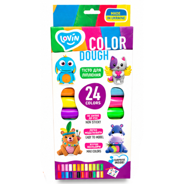 Тесто для лепки Play dough, 24 цвета х 15 г.