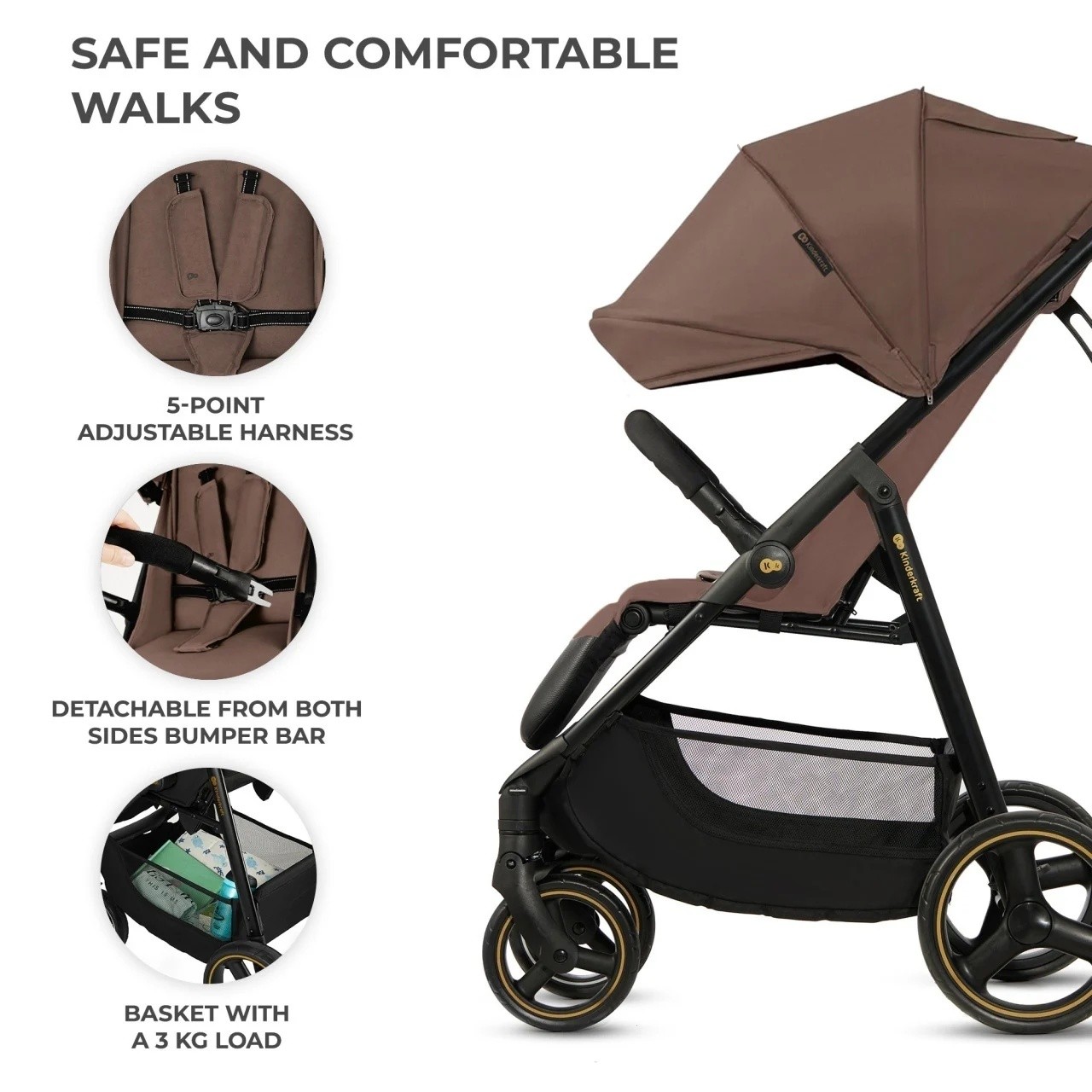 Коляска Kinderkraft Trig 3 Brown (KSTRIG03BRW0000)