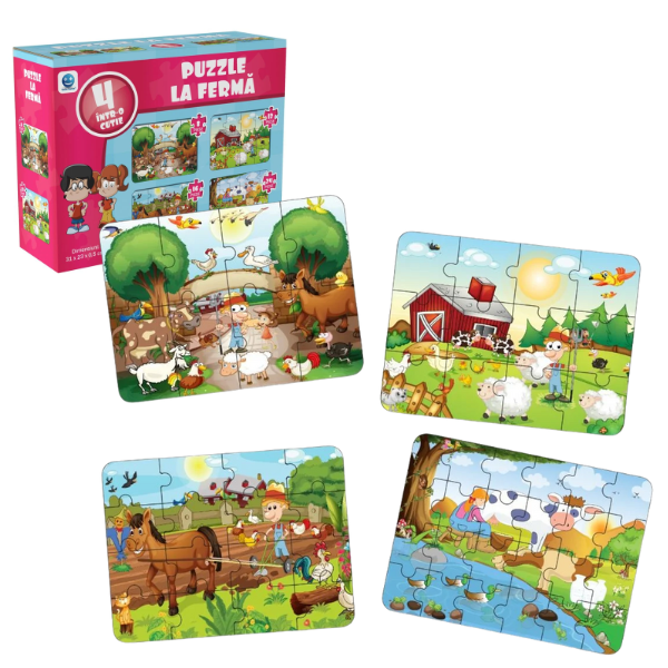 Пазл 4 в 1 «Животные на ферме», (рум.), Smile Games