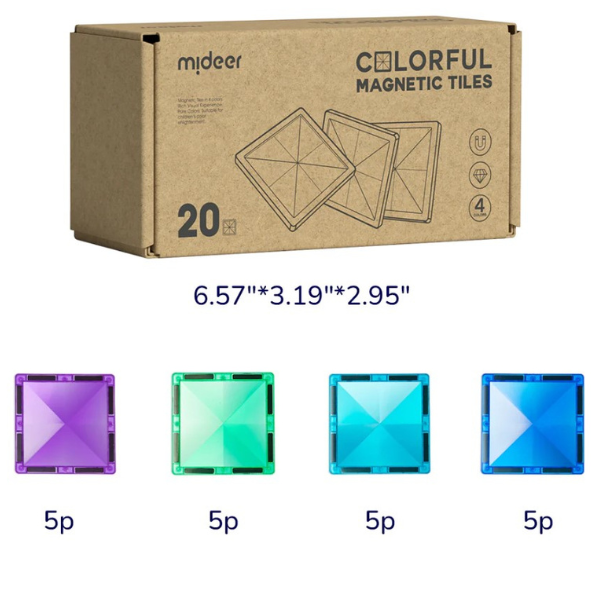Магнитный конструктор «Геометрические формы», (20 шт., холодные оттенки)
