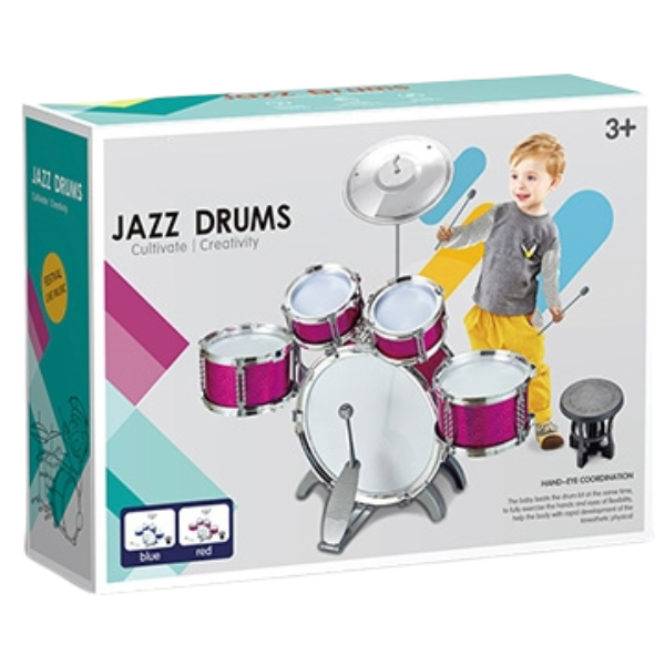 #01 Детская барабанная установка Jazz Drums со стульчиком, 64 см