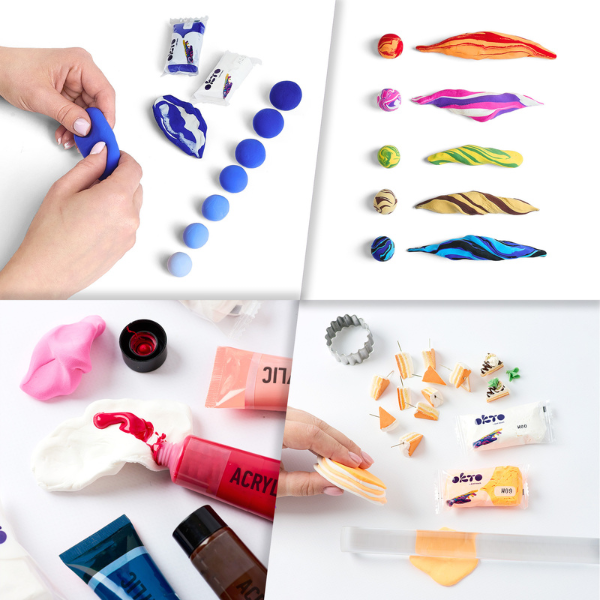 Воздушный синий пластилин Air Clay OKTO Colours, 10 шт. х 6 г, размер S