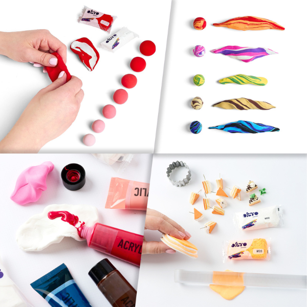 Воздушный красный пластилин Air Clay OKTO Colours, 10 шт. х 6 г, размер S