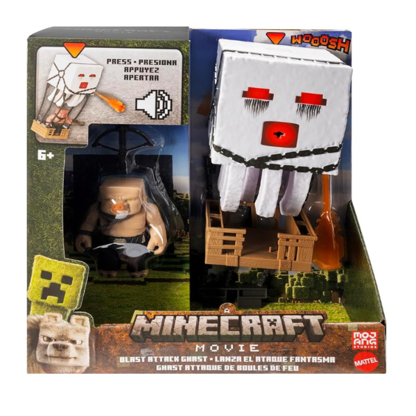 Игровой набор Minecraft Movie — Гаст с атакой (свет, звук, снаряд) + фигура пиглина