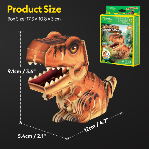 3D-пазл Tyrannosaurus Rex – Собери собственного грозного тираннозавра, 47 элементов