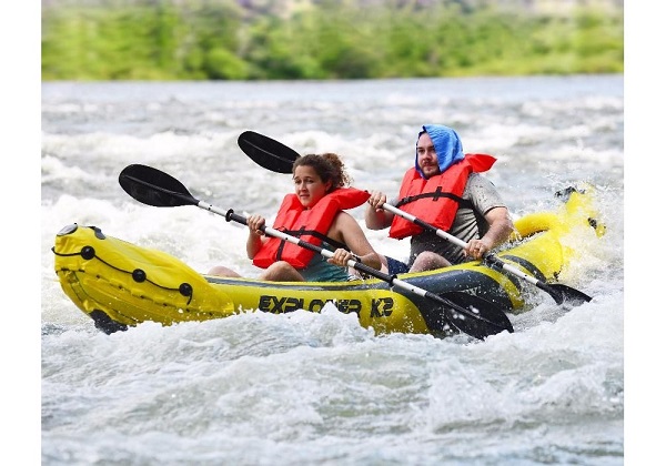 INTEX Надувной каяк «Explorer K2» с веслами и насосом, 312x91x51 см, до 180 кг