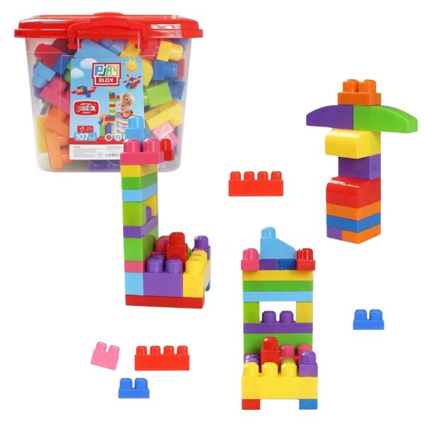 Конструктор Ведёрко с блестящими блоками «Play Blox», 107 элем.