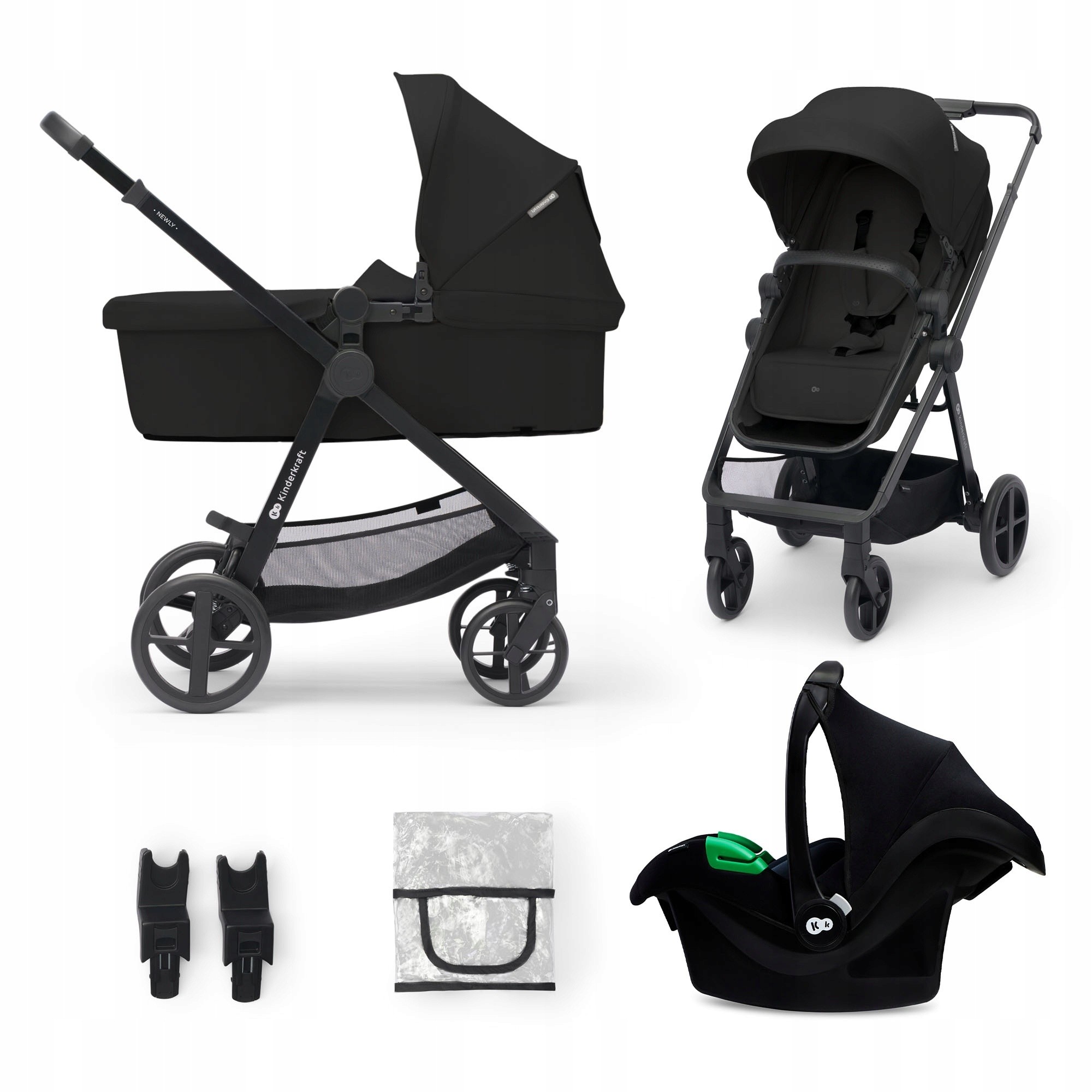 Коляска Kinderkraft Newly 3in1 Mink Pro Black (KSNEWL00BLK300I)
