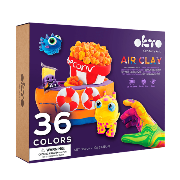 Набор для творчества из воздушного пластилина Air Clay OKTO, 36 шт. х 10 г.