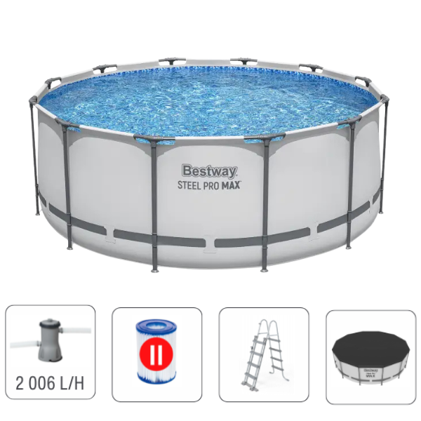 Bestway Бассейн STEEL PRO MAX Round 366х122 см, 10250 Л, металлический каркас