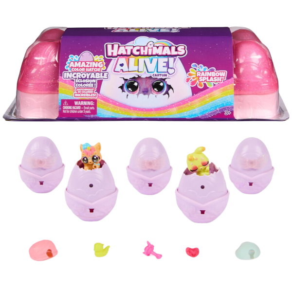Радужный набор «Rainbow Splash» с мини-фигурками и аксессуарами, Hatchimals Alive