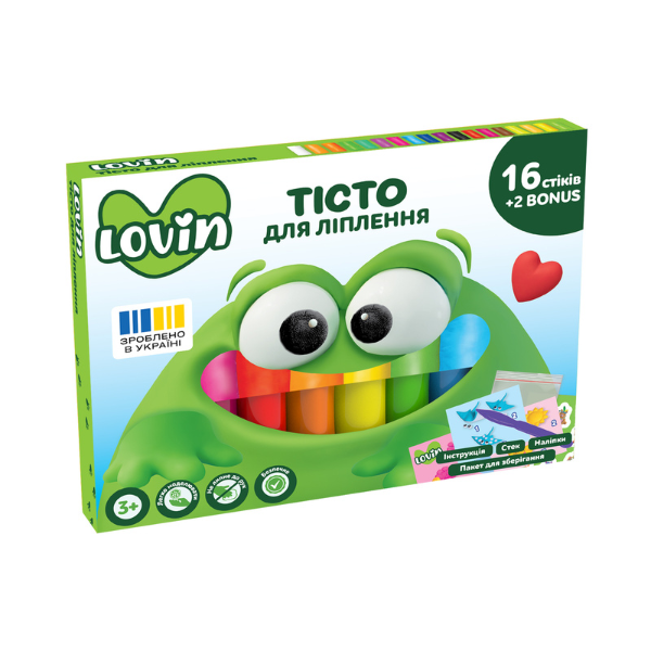 Тесто для лепки Play dough, 16 цветов + 2 бонусных х 15г, 3 модели
