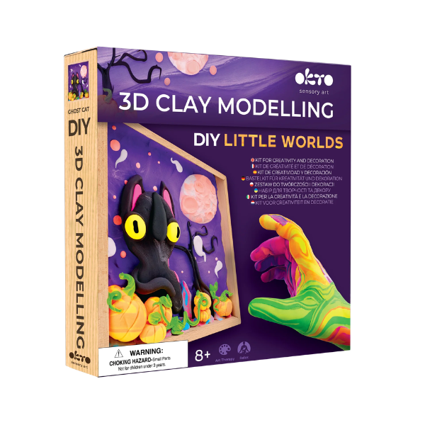 DIY Набор для творчества из воздушного пластилина Air Clay Маленькие миры «Кот-призрак»