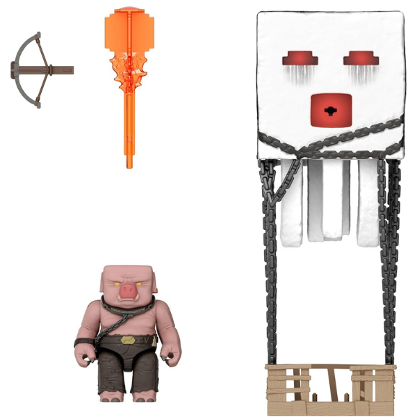 Игровой набор Minecraft Movie — Гаст с атакой (свет, звук, снаряд) + фигура пиглина