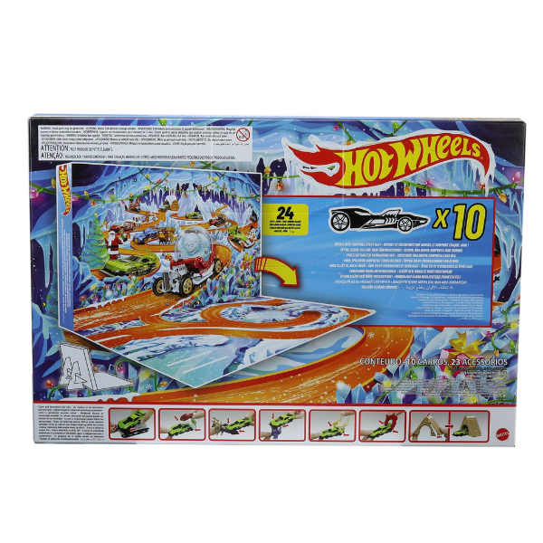 Адвент-календарь Hot Wheels, 10 машинок 1:64 и 14 аксессуаров
