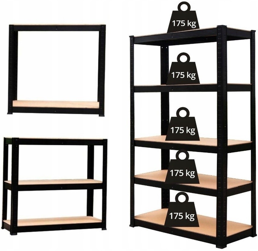 Стеллаж складской GardenLine GWI7392 180x90x40cm Black