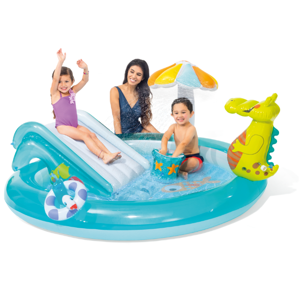 INTEX Надувной игровой центр “Крокодильчик” 201x170x84 см, 160л, до 54кг, 2+