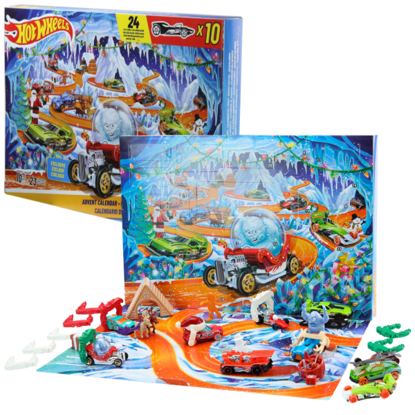 Адвент-календарь Hot Wheels, 10 машинок 1:64 и 14 аксессуаров