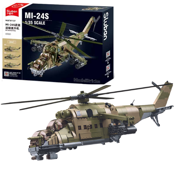 Конструктор “Боевой самолет MI-24S”, масштаб 1:35, 893 элем.