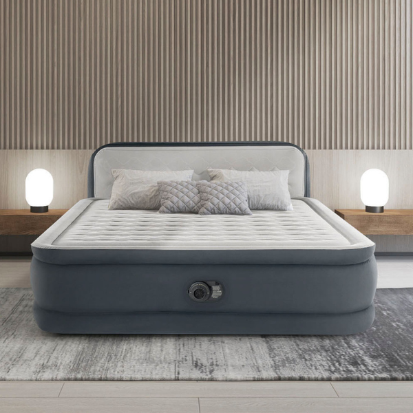 INTEX Матрас VELUR 152x236x86cm co СПИНКОЙ и встроенным насосом, DELUXE
