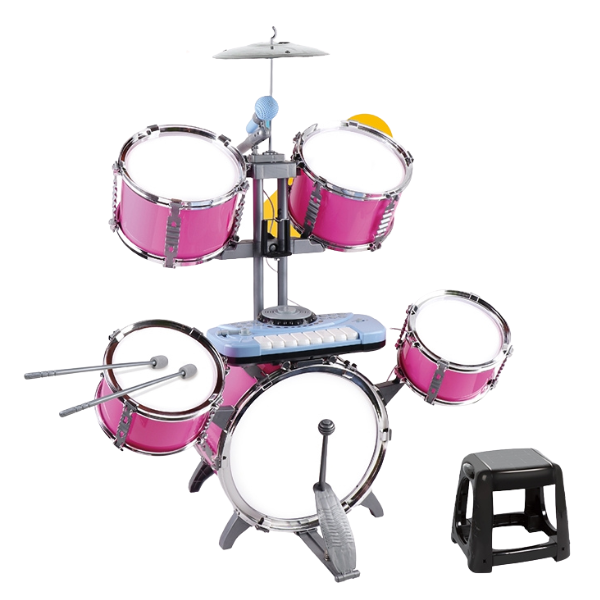 #01 #02 Детская барабанная установка Jazz Drums с синтезатором и стульчиком, 80 см