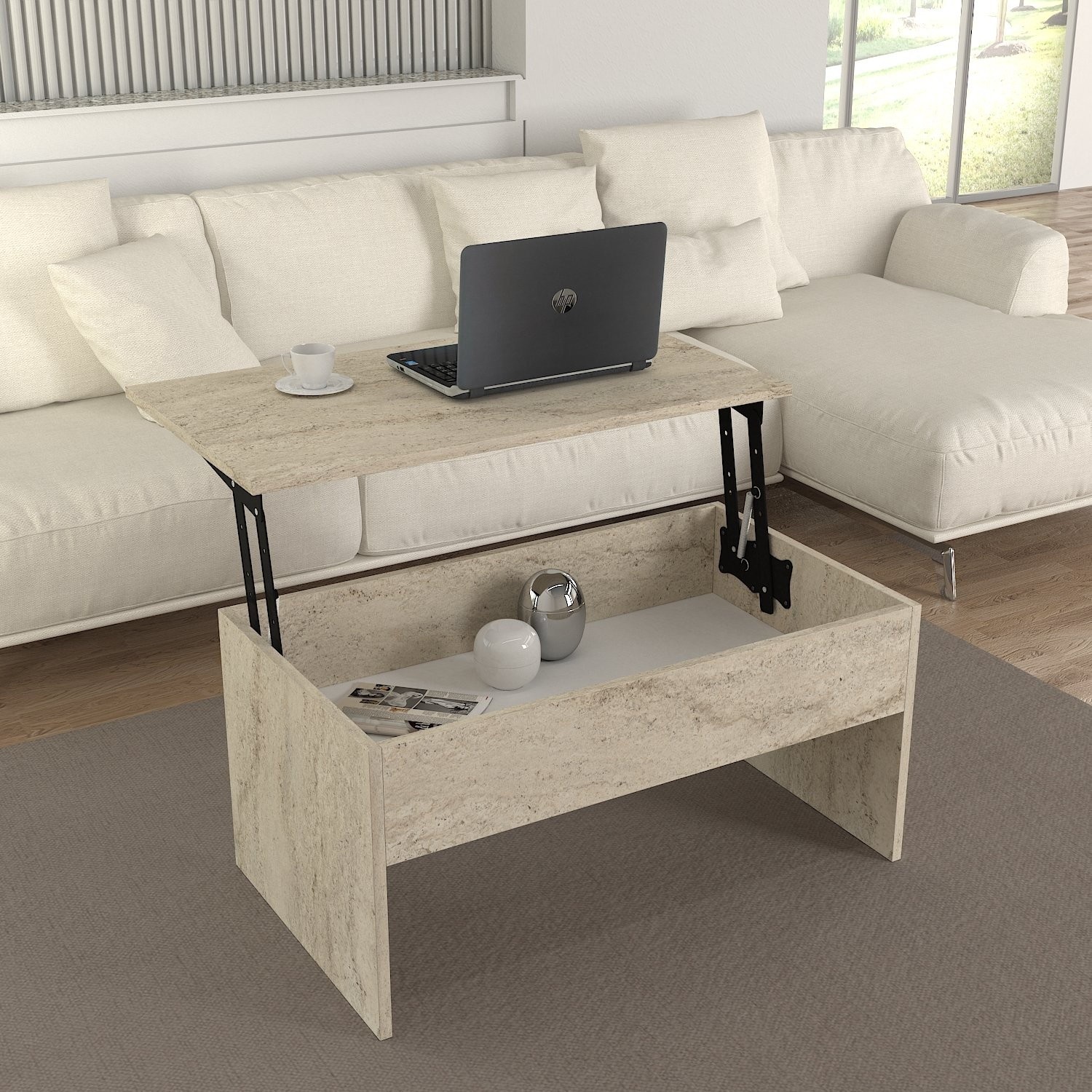 Журнальный столик Hanah Home Akilli Travertine