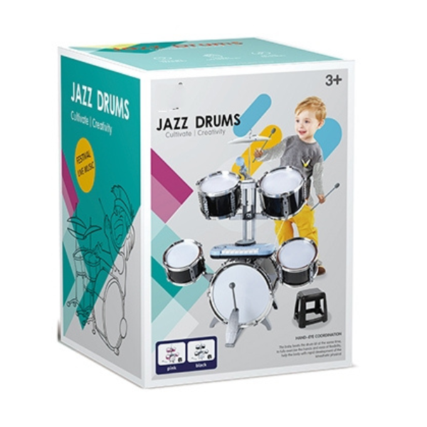 #01 #02 Детская барабанная установка Jazz Drums с синтезатором и стульчиком, 80 см