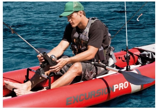 INTEX Надувной каяк “Excursion Pro K2” с веслами и насосом, 384x94x46 см, до 180 кг