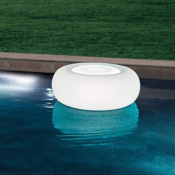 INTEX Надувной пуфик с LED подсветкой 86х33 см на аккумуляторах, с зарядкой от USB
