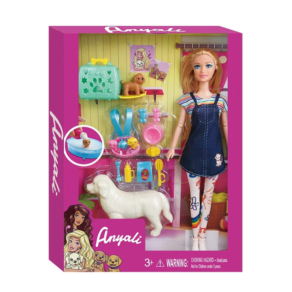 Игровой набор «Кукла с набором для домашних животных», в сарафане