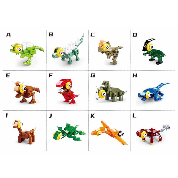 КОНСТРУКТОР QBRICKS — Egg Dino, 12 моделей, от 40 до 50 элем.